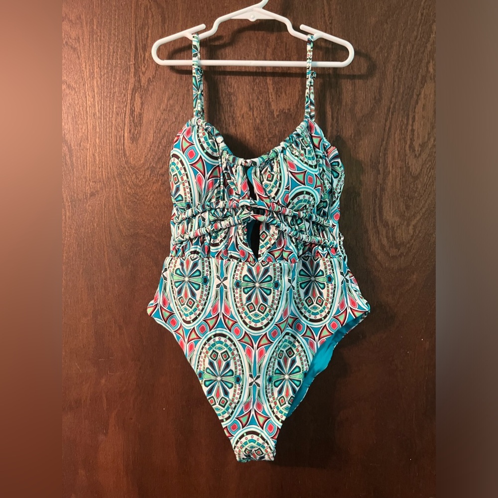 Becca Mosaic Shirred Front one-piece swimsuit